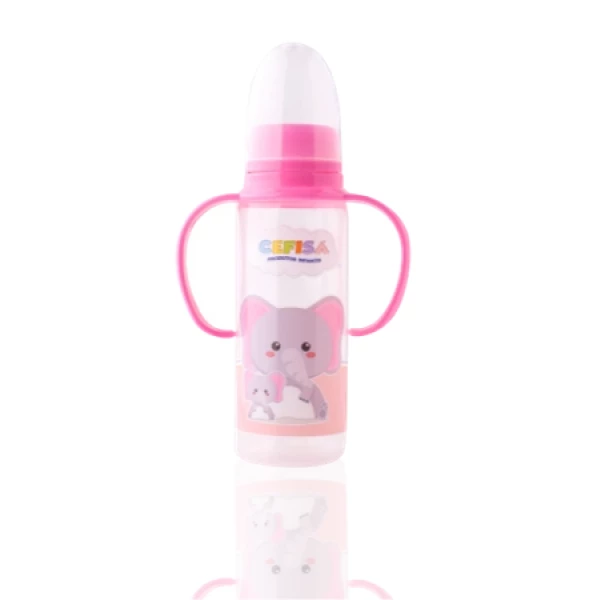 CF38072-RS - MAMADEIRA SIL. 240ML C/ALCA BICO MASS. CART. CEFISA ROSA
