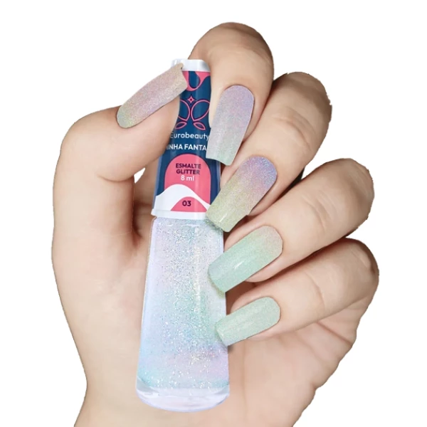 ESMALTE EUROBEAUTY GLITTER MINHA FANTASIA COR 03