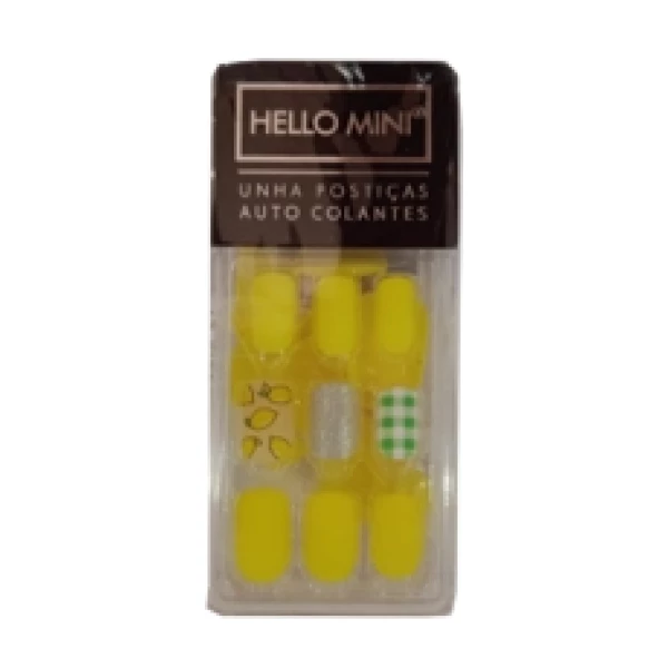 OY334-14 UNHA POSTICAS AMARELO C GLITER AUTO COLANTE COM 30 UNIDADES