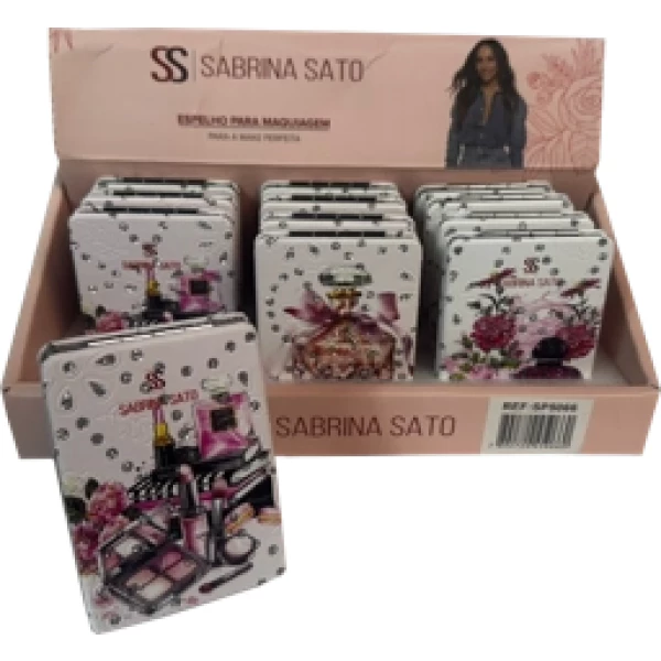 SP5066 - ESPELHO DE BOLSO C MOLDURA RETANGULAR ESTAMPADOS COLORIDOS