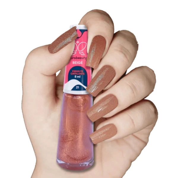 ESMALTE EUROBEAUTY CINTILANTE/PEROLADO  BEIGE COR 21