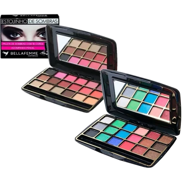 BF10021A - PALETA DE SOMBRAS COM 18 CORES BELLA FEMME