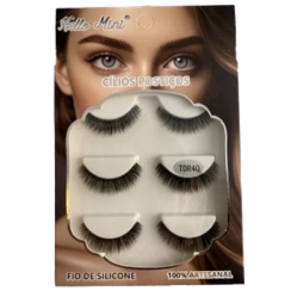 CL1303-13 -  CILIOS POSTICOS 3D COM 3 PARES HELLO MINI