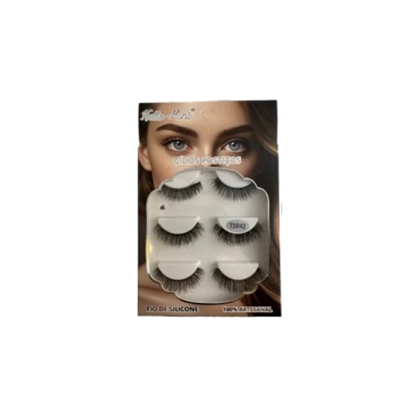 CL1303-14 -  CILIOS POSTICOS 3D COM 3 PARES HELLO MINI