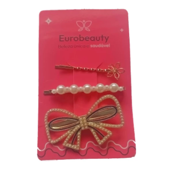 EB-092 KIT PRESILHA EURO BEAUTY METAL+ PEDRAS COM 3 UNDS