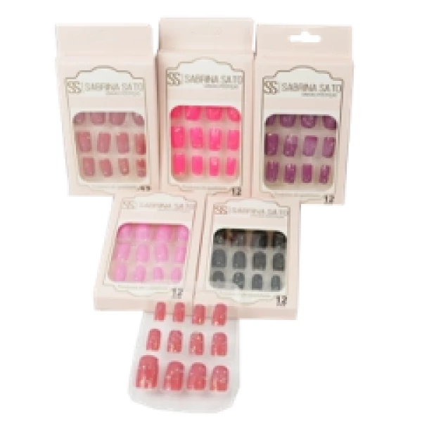 SS3390 - UNHA POSTICA DE PVC SABRINA SATO TRAD C/ DETALHES COR SORTIDAS C/12 UND