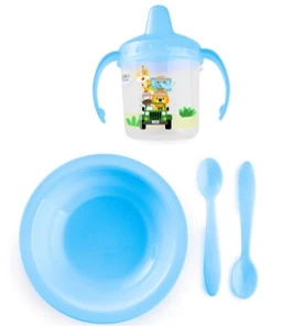 CF37031-AZ- KIT REFEICAO COM PRAT. CAN. E TALHERES CART. C/4UN CEFISA AZUL