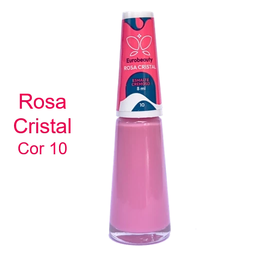 ESMALTE EUROBEAUTY CREMOSO ROSA CRISTAL COR 10